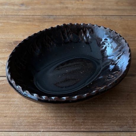 三名窯 松形恭知　楕円鉢 8B (約21×17cm)