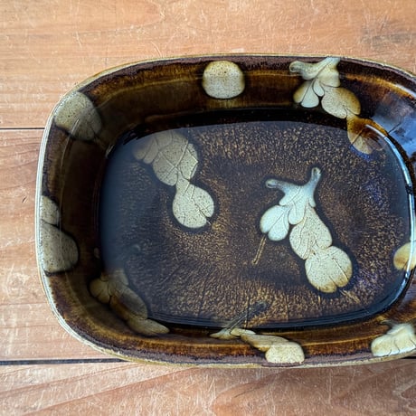 柳瀬俊一郎　片耳グラタン皿 双葉 22J1（約17×12.5cm)
