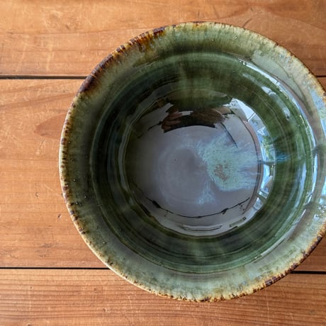 村澤陶苑　青銅釉小鉢 緑 A (直径約13cm)