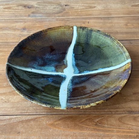 村澤陶苑　掛分糠流皿 B (直径約23.5cm)