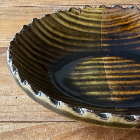 三名窯 松形恭知　楕円鉢 7G (約18.5×14.5cm)