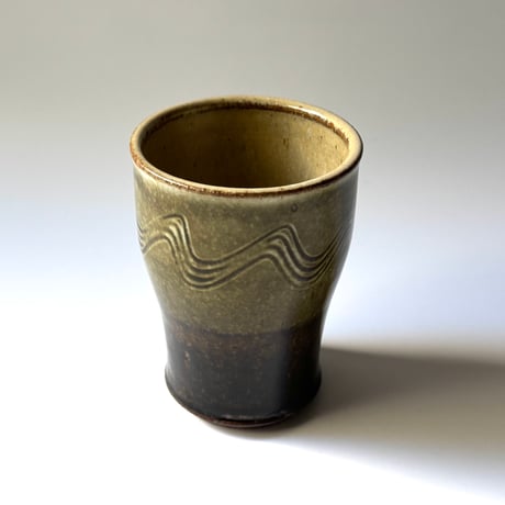 三名窯 松形恭知　緑釉櫛目カップ C