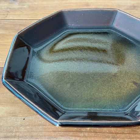 村澤陶苑　飴釉重掛プレート皿 B  (直径約20cm)