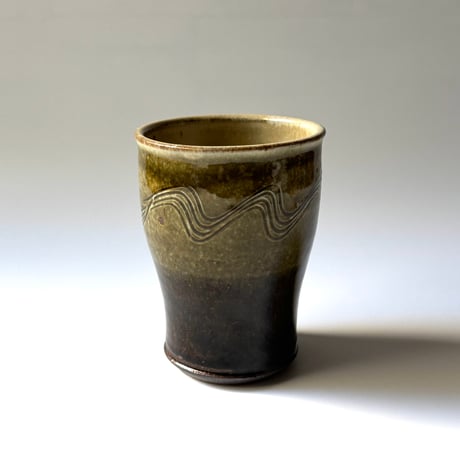 三名窯 松形恭知　緑釉櫛目カップ D