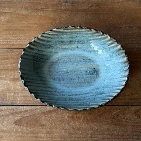 三名窯 松形恭知　楕円鉢 7B (約18.5×14.5cm)