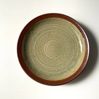 かじや窯　6寸皿 灰・フチ茶 E