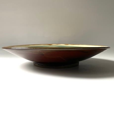 小鹿田焼 坂本浩二窯 坂本拓磨　9寸皿 青円・櫛描き 白 チ