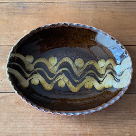 柳瀬俊一郎　カレー皿 3波・ドット 40G2（約24.5×18.5cm)