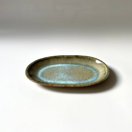 やきもの山上　楕円皿 縁呉須（小）B