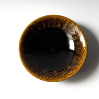 三名窯 松形恭知　飴釉縄文６寸皿 B