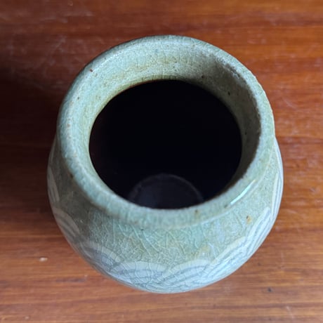 星の宮製陶 高橋あい　花器 象嵌 灰 A