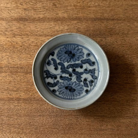皐月窯　3.5寸高台皿 菊唐草 さ14A（直径約11cm)