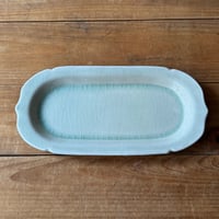 星の宮製陶 高橋あい　木瓜型長皿 灰 A (約26×13cm）