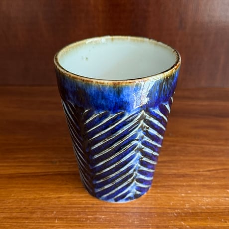皐月窯　フリーカップ しのぎヘリンボーン 呉須 さ33