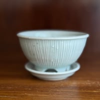 皐月窯　植木鉢＆受け皿 細しのぎ さ46