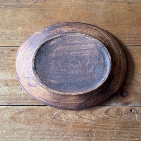 柳瀬俊一郎　波縁皿 3ライン・波・黒 23A2（約19.5×15cm)