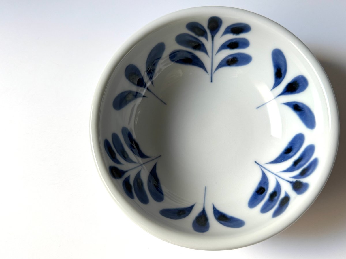 陶房遊 4.5寸玉縁鉢 ブルーリーフ C | kogeiseikatsu.shop