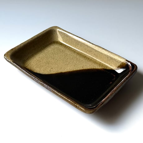柳瀬俊一郎　長角皿  ツートン A (約19×12.5cm)
