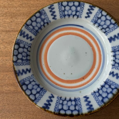 砥部焼 中田窯　7寸リム皿 N4 (直径約22cm)