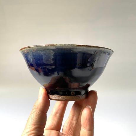 かじや窯　飯碗 大 瑠璃・幕掛 F