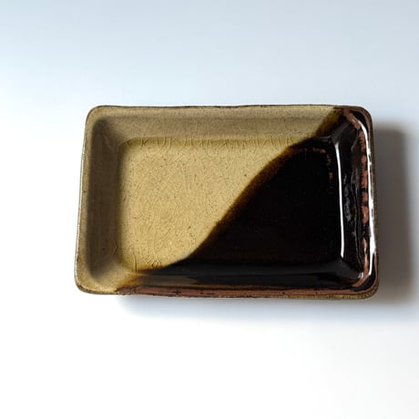 柳瀬俊一郎　長角皿  ツートン A (約19×12.5cm)