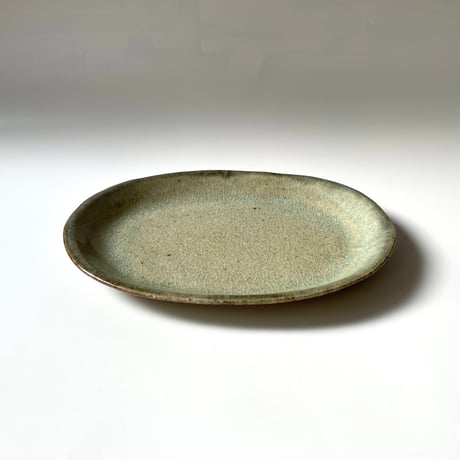 やきもの山上　楕円皿 縁呉須（中）A