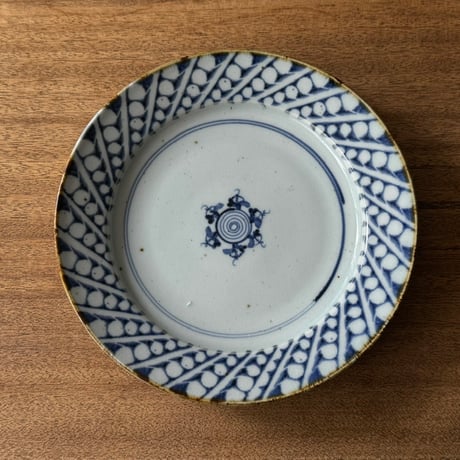 砥部焼 中田窯　8寸リム皿 N6 (直径約24cm)