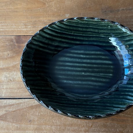 三名窯 松形恭知　楕円鉢 7D (約18.5×14.5cm)