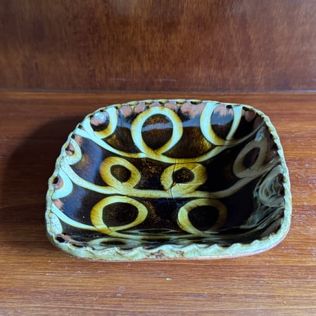 柳瀬俊一郎　 四方皿  ぐるぐる 28E1（約14×14cm)