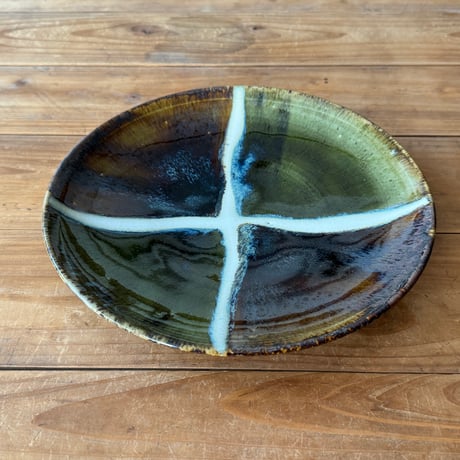 村澤陶苑　掛分糠流皿 A (直径約23.5cm)