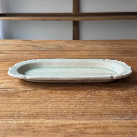 星の宮製陶 高橋あい　木瓜型長皿 灰 A (約26×13cm）