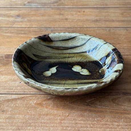 柳瀬俊一郎　楕円グラタン皿 ライン・双葉 21J2（約18×15cm)