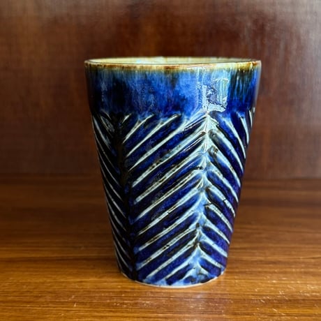 皐月窯　フリーカップ しのぎヘリンボーン 呉須 さ33