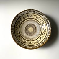 小鹿田焼 黒木昌伸窯　７寸深皿　フチ中飛び鉋　櫛描き　白  B