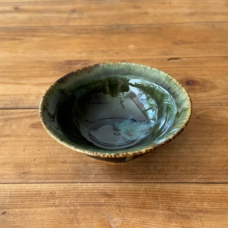 村澤陶苑　青銅釉小鉢 緑 A (直径約13cm)