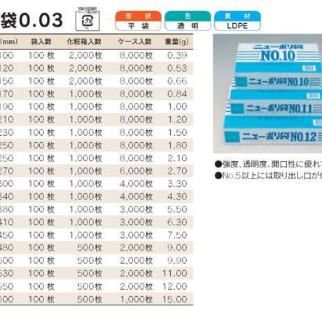 ニューポリ袋 03 No.9　【1枚 1.62円(税別)×8000枚入】