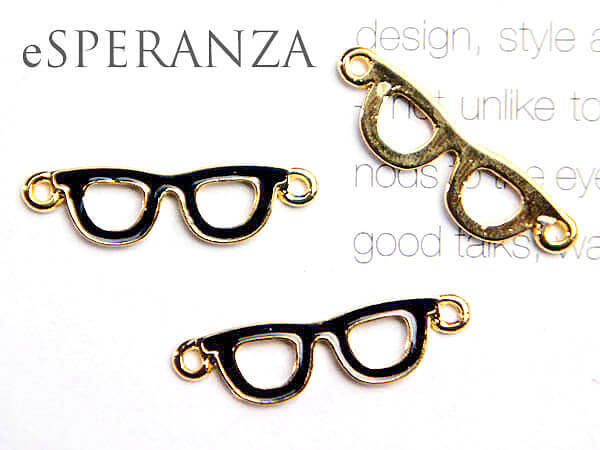 黒ぶち眼鏡 伊達メガネ K16GP金属チャーム コネクタ ブラック 黒縁