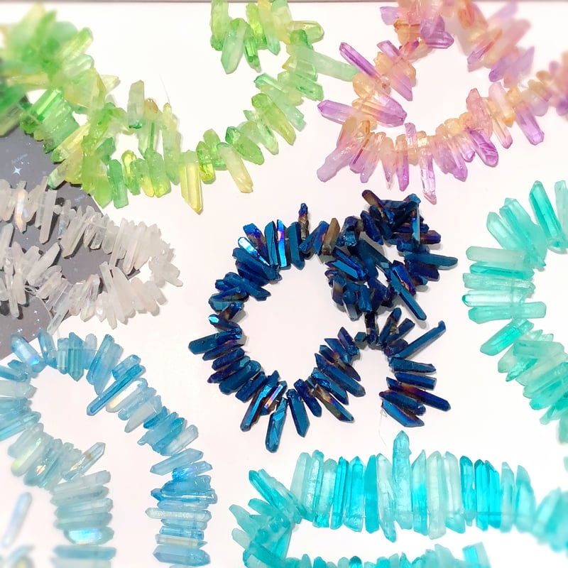 4個】キャンディー 氷柱みたいなスカイブルー 穴あき天然石 クリスタル