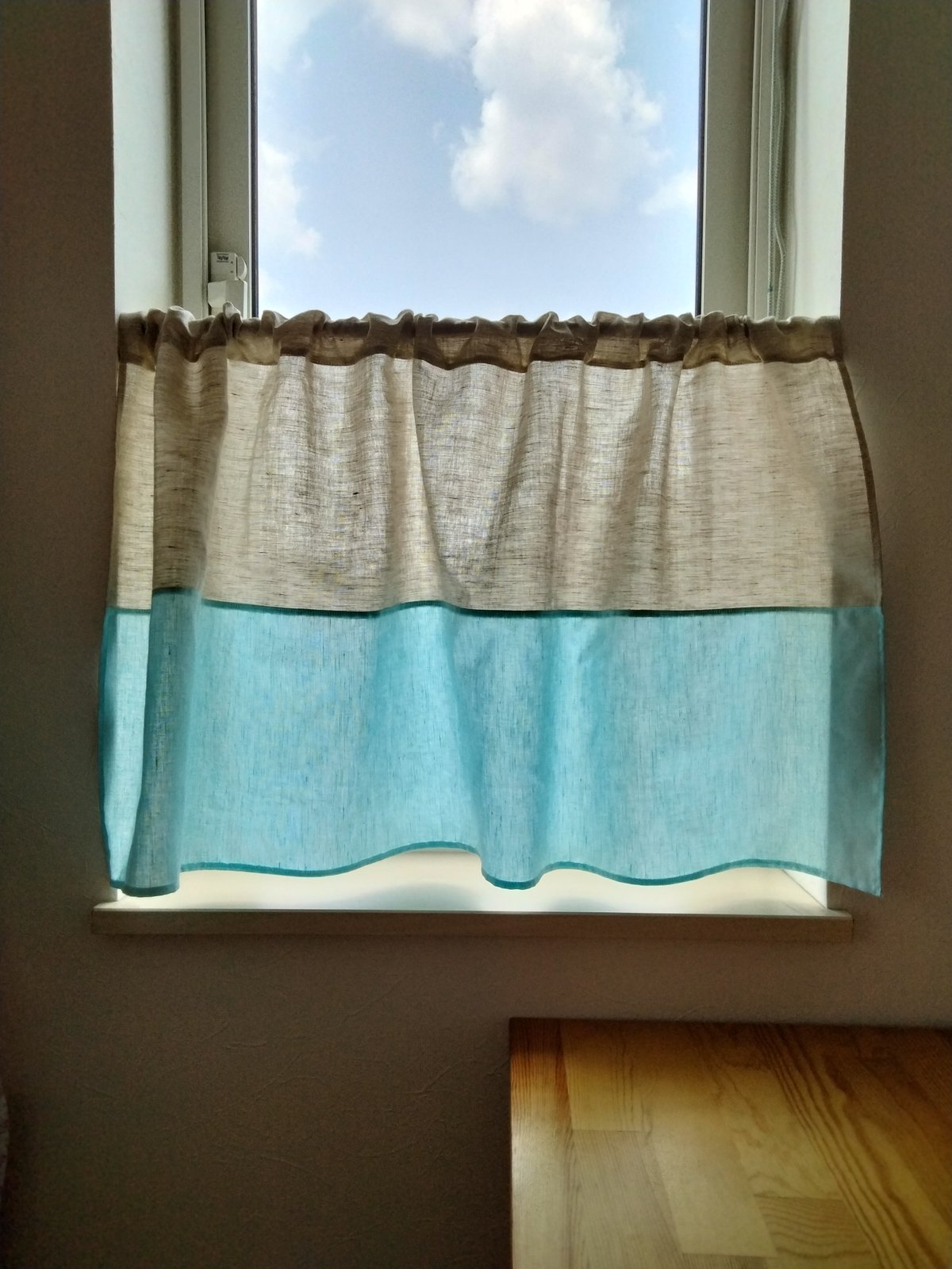 青ベージュ綿麻カーテン生地4m 綿と麻の優しい天然素材生地。こだわりの非遮光カーテン