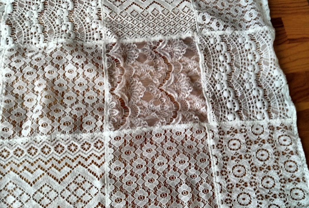 ♥透け感たっぷり♥ラッセルレースのパッチワークカーテン♥レトロ