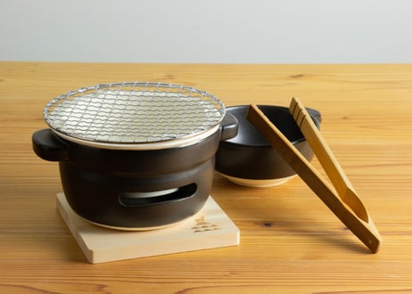 陶の炭火コンロ　丸　白