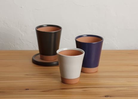 陶のビアカップ　白　ふつう / こぶり