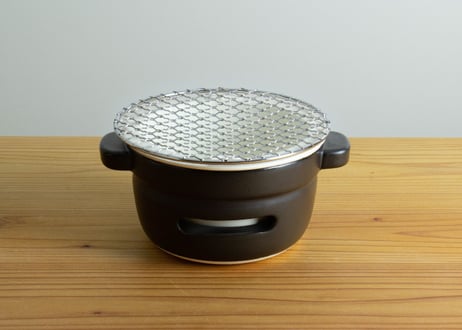 陶の炭火コンロ　丸　白