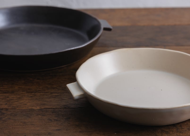 直火23cm陶板 白 | かもしか百貨店 オンラインストア