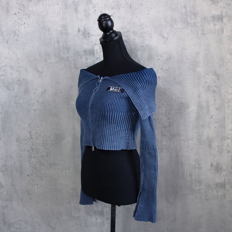 OFF SHOULDER KNIT(BLUE)