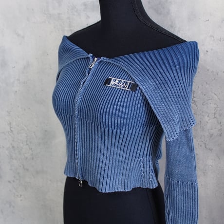 OFF SHOULDER KNIT(BLUE)