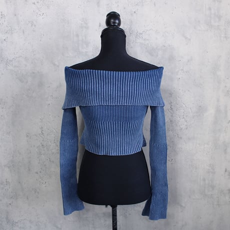 OFF SHOULDER KNIT(BLUE)