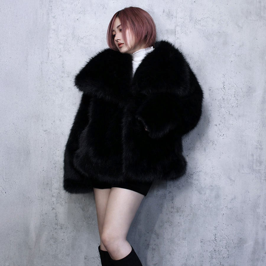 VESP COLLER FUR JKT ブラック ジャケット FAKE FUR JACKET(BLACK) | CuLLt