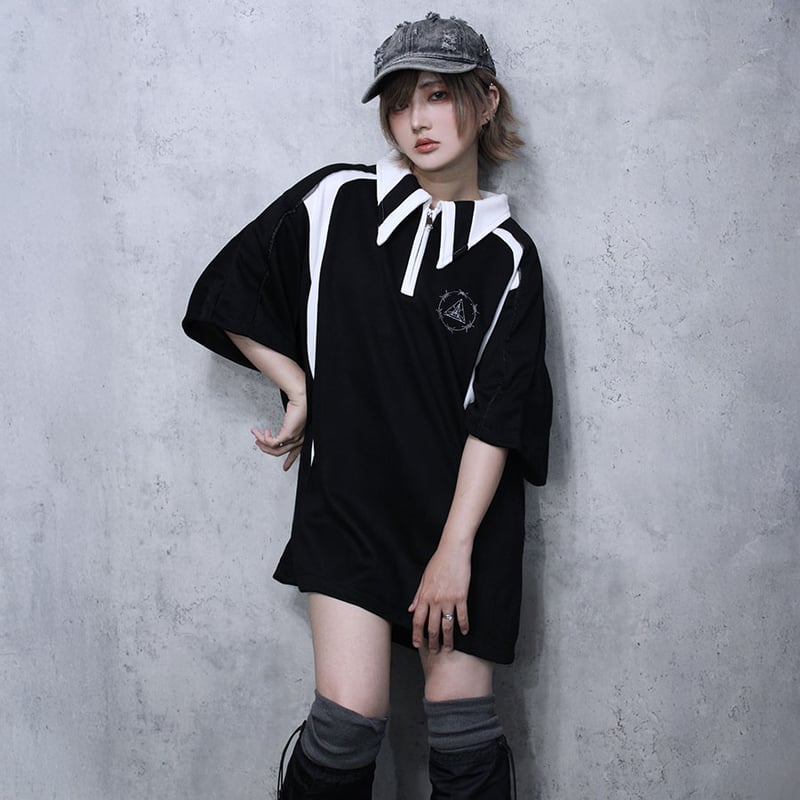 LOGO HALFZIP POLO（BLACK） | CuLLt