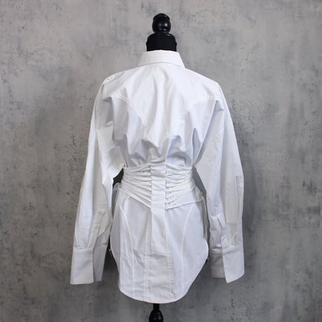 BONE LACE UP SHIRT(WHITE)